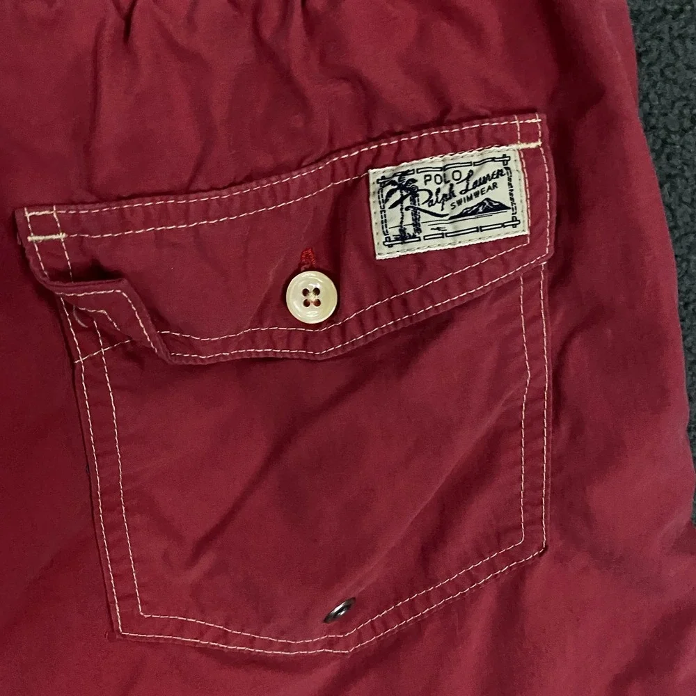 Vintage Polo Ralph Lauren Swim Shorts Mens MEdium Red Pony Mesh Lined Trunks